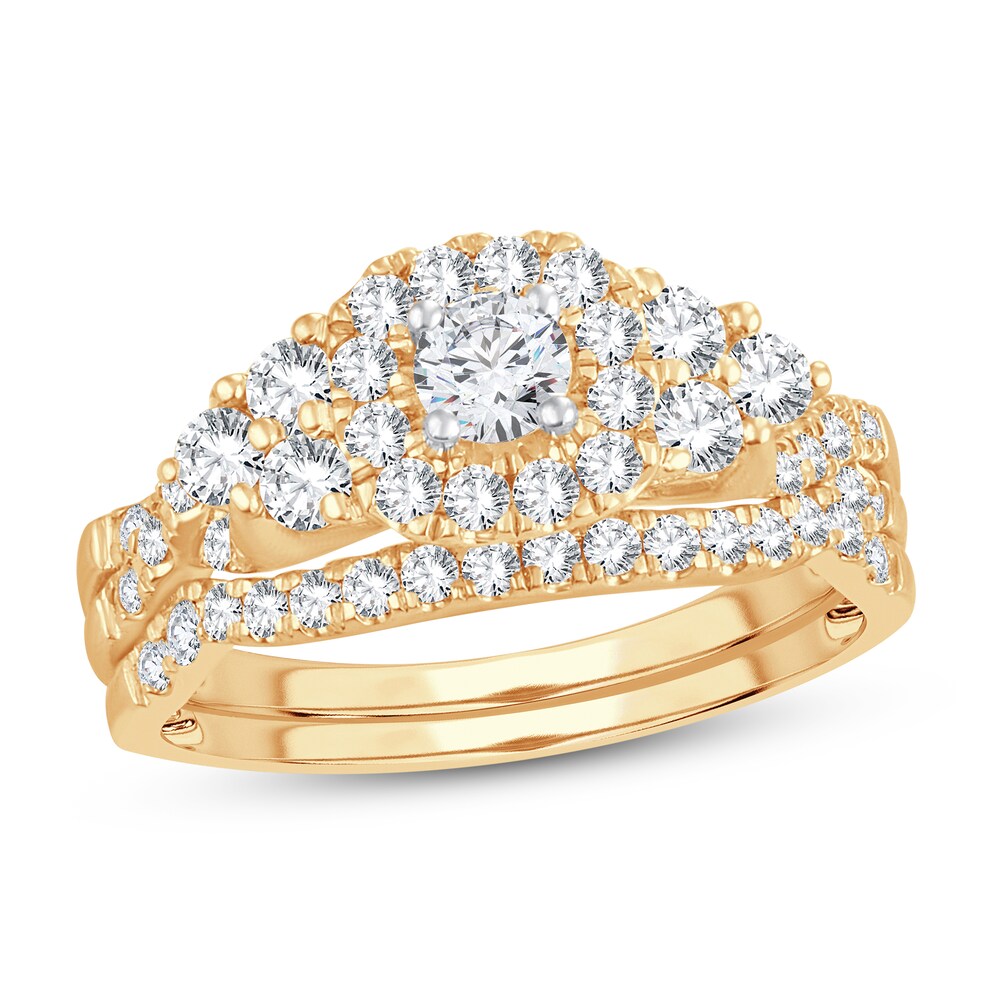 Diamond Bridal Set 1 ct tw Round-cut 14K Yellow Gold UTF0HLgm