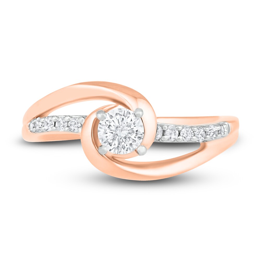 Diamond Promise Ring 1/4 ct tw Round 10K Rose Gold UYwRNP2B