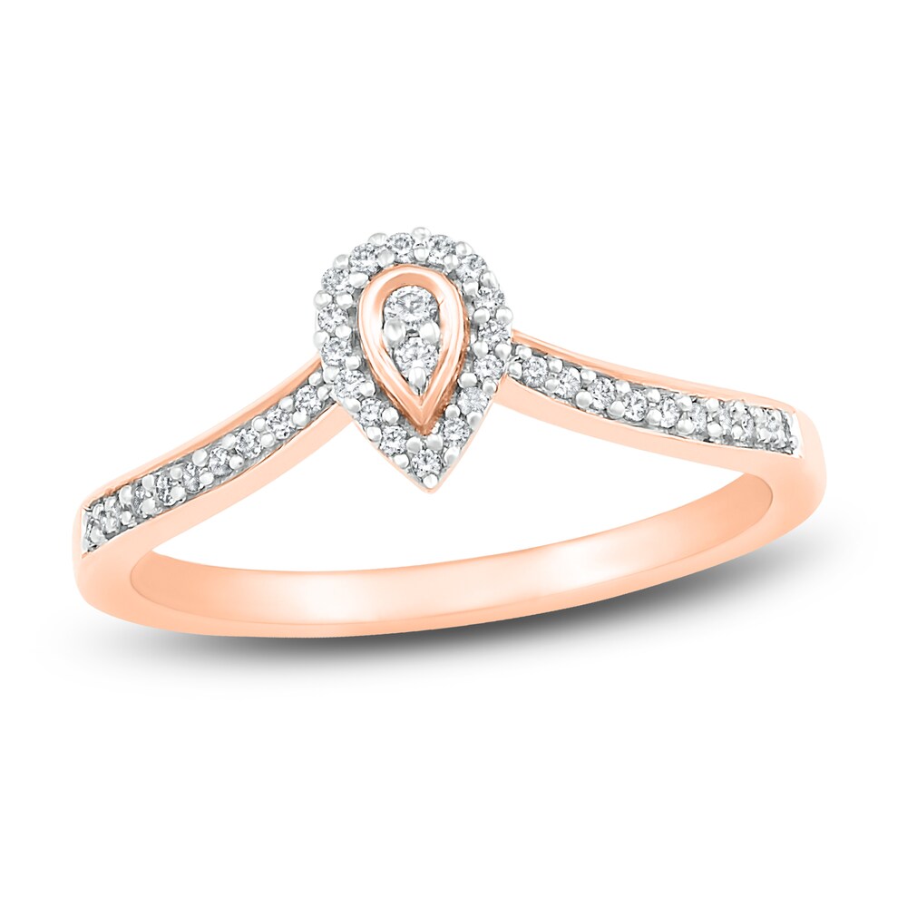 Diamond Promise Ring 1/8 ct tw Round 10K Rose Gold Ub2PkwNo