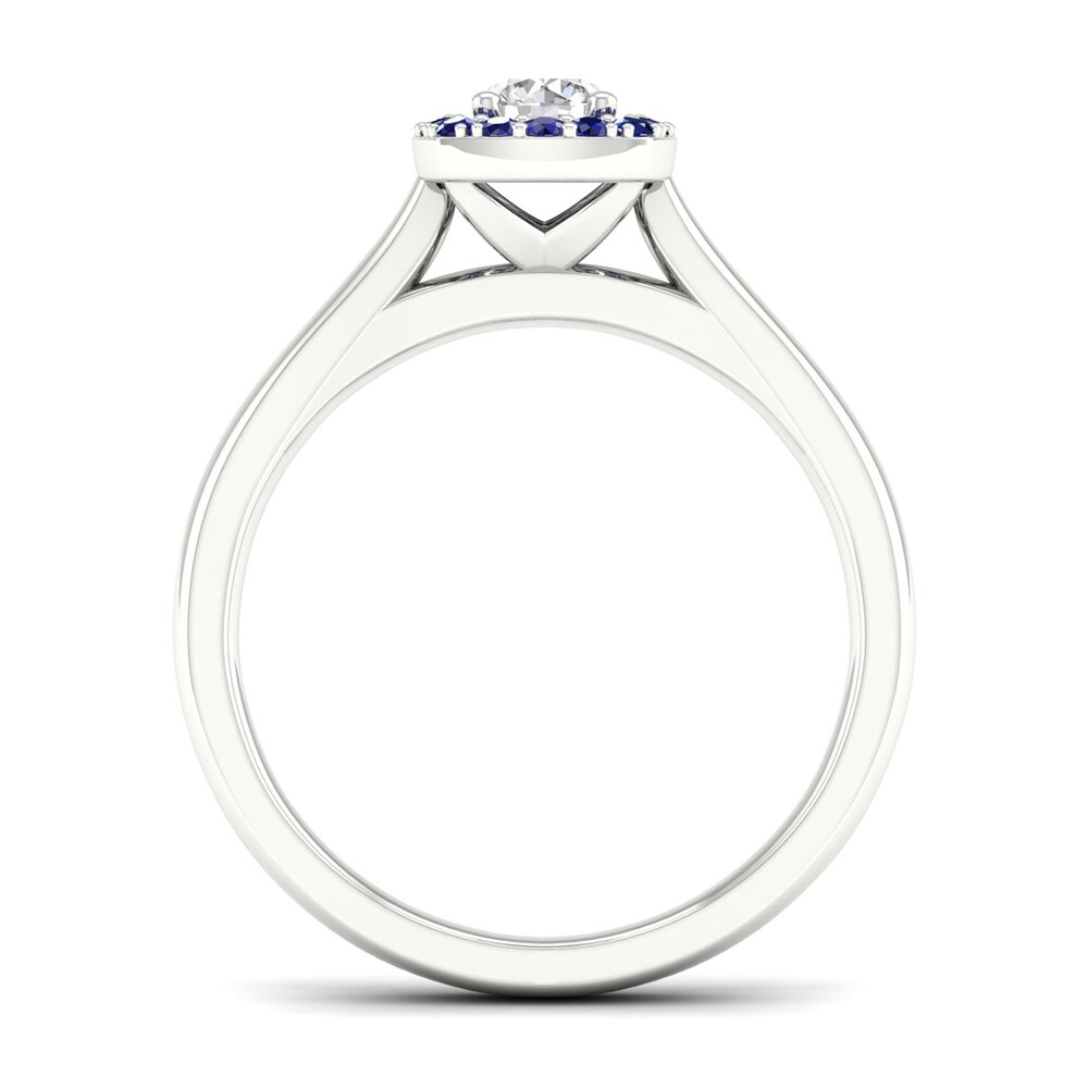 Diamond & Natural Blue Sapphire Engagement Ring 1/4 ct tw Round 14K White Gold UjmfUDT0