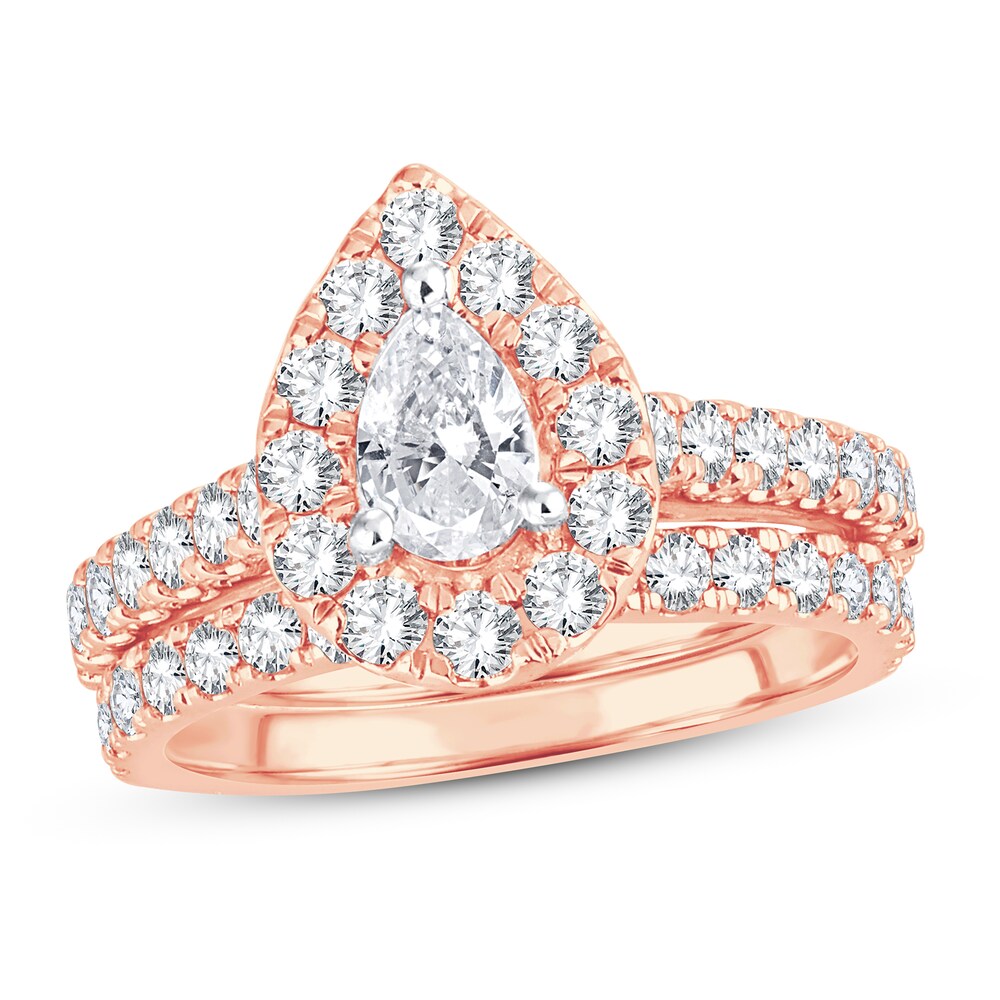 Diamond Bridal Set 2 ct tw Pear-shaped/Round-cut 14K Rose Gold Um4zNotr