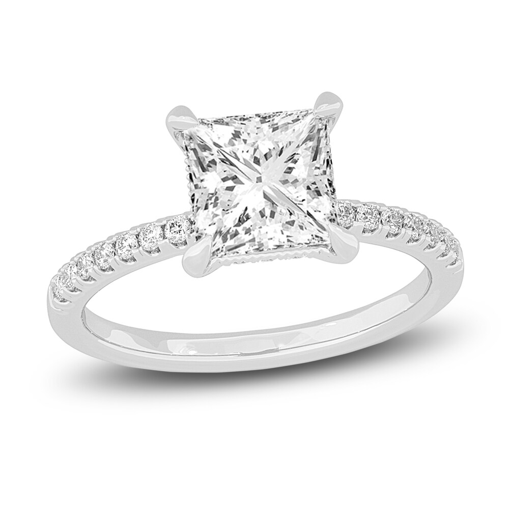 Lab-Created Diamond Engagement Ring 2-1/4 ct tw Princess/Round 14K White Gold UnCj113P