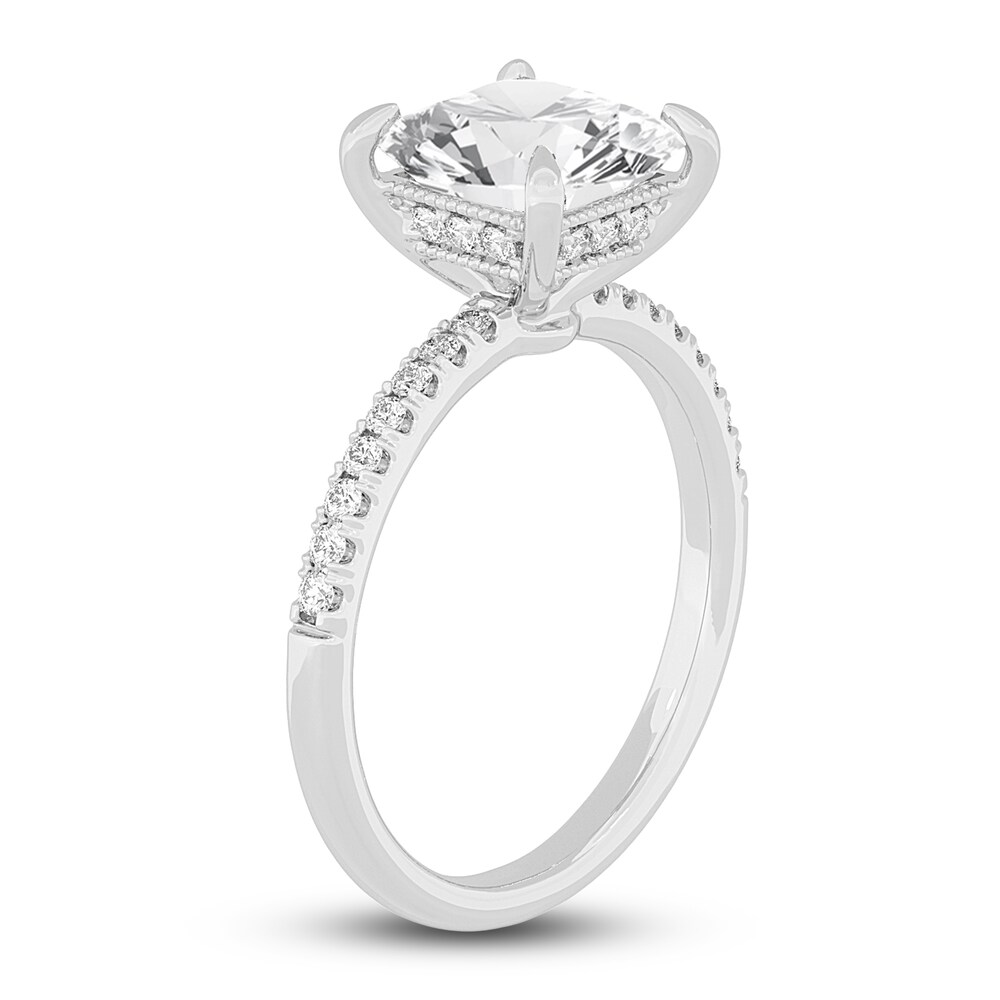 Lab-Created Diamond Engagement Ring 2-1/4 ct tw Princess/Round 14K White Gold UnCj113P