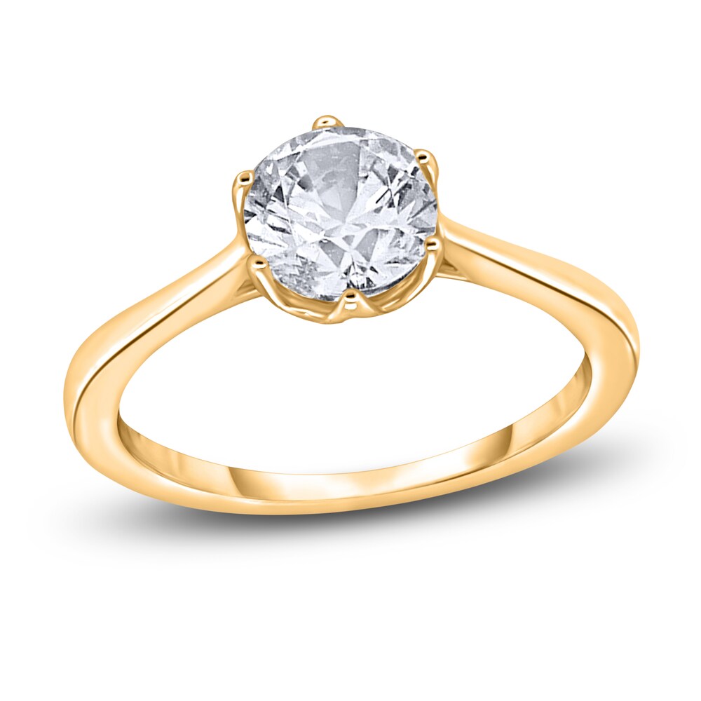 Diamond Cathedral Solitaire Engagement Ring 1-1/2 ct tw Round 14K Yellow Gold (I2/I) UrRiejix