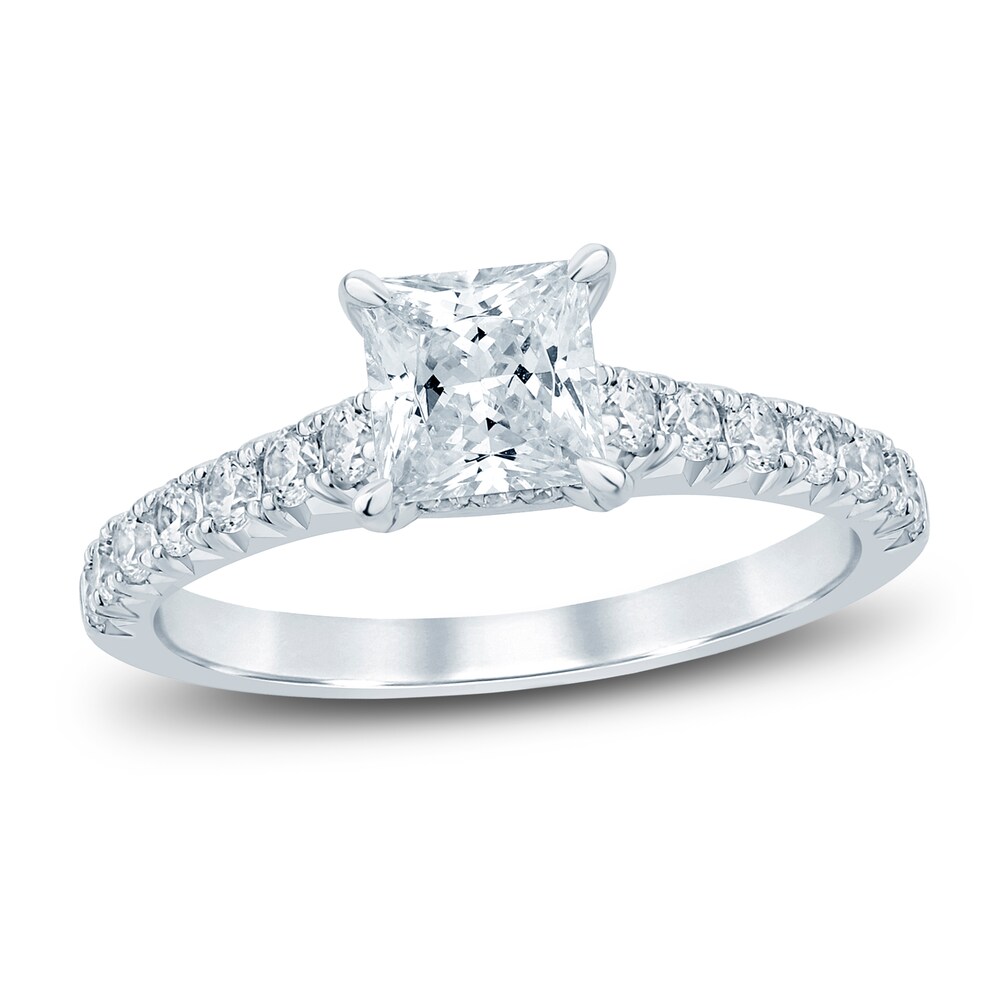 Diamond Hidden Halo Engagement Ring 1-1/2 ct tw Princess/Round 14K White Gold Us6FErq9