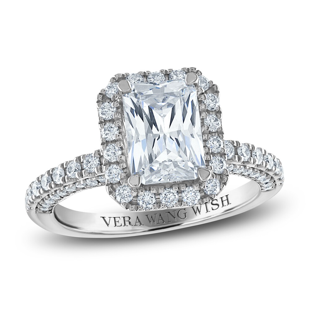 Vera Wang WISH Diamond Engagement Ring 2-3/4 ct tw Emerald/Round 18K White Gold V0CM9GQs