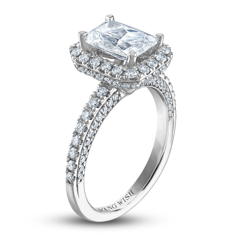 Vera Wang WISH Diamond Engagement Ring 2-3/4 ct tw Emerald/Round 18K White Gold V0CM9GQs