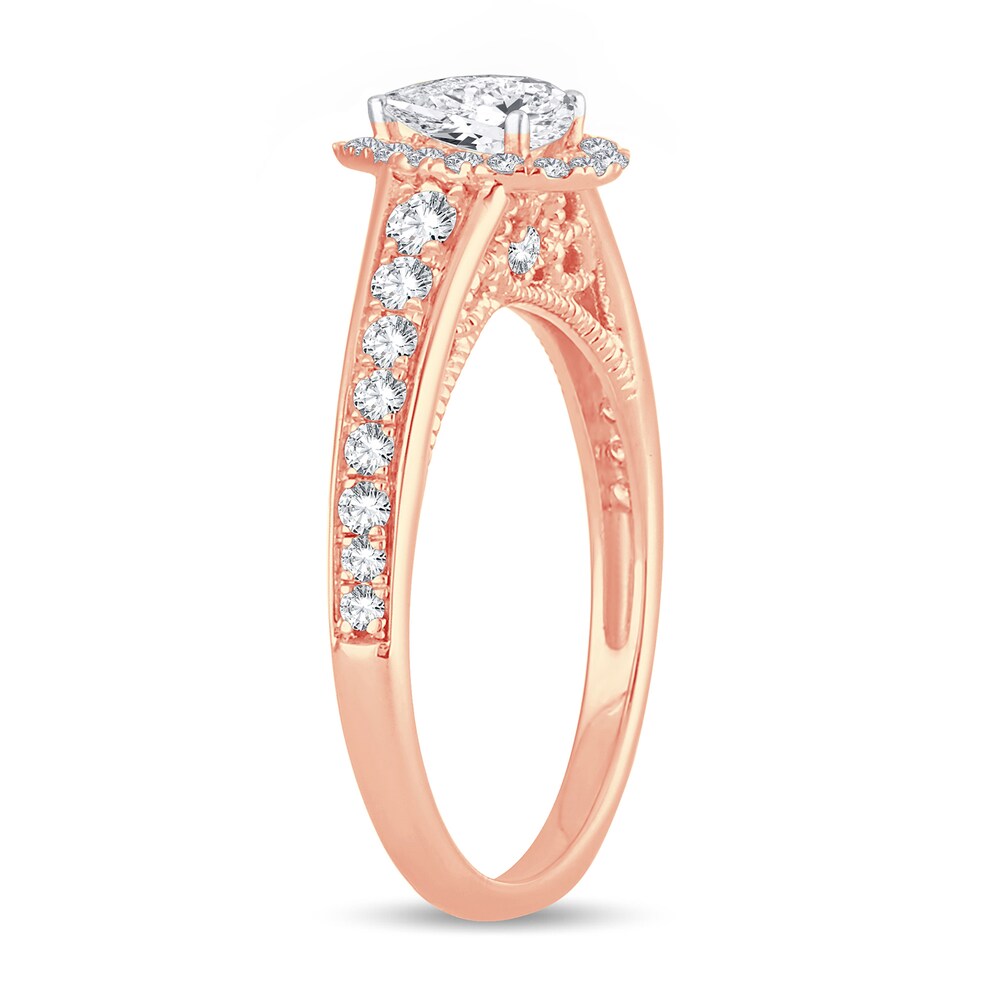 Diamond Engagement Ring 1 ct tw Round/Pear-shaped 14K Rose Gold V2ijwpN4