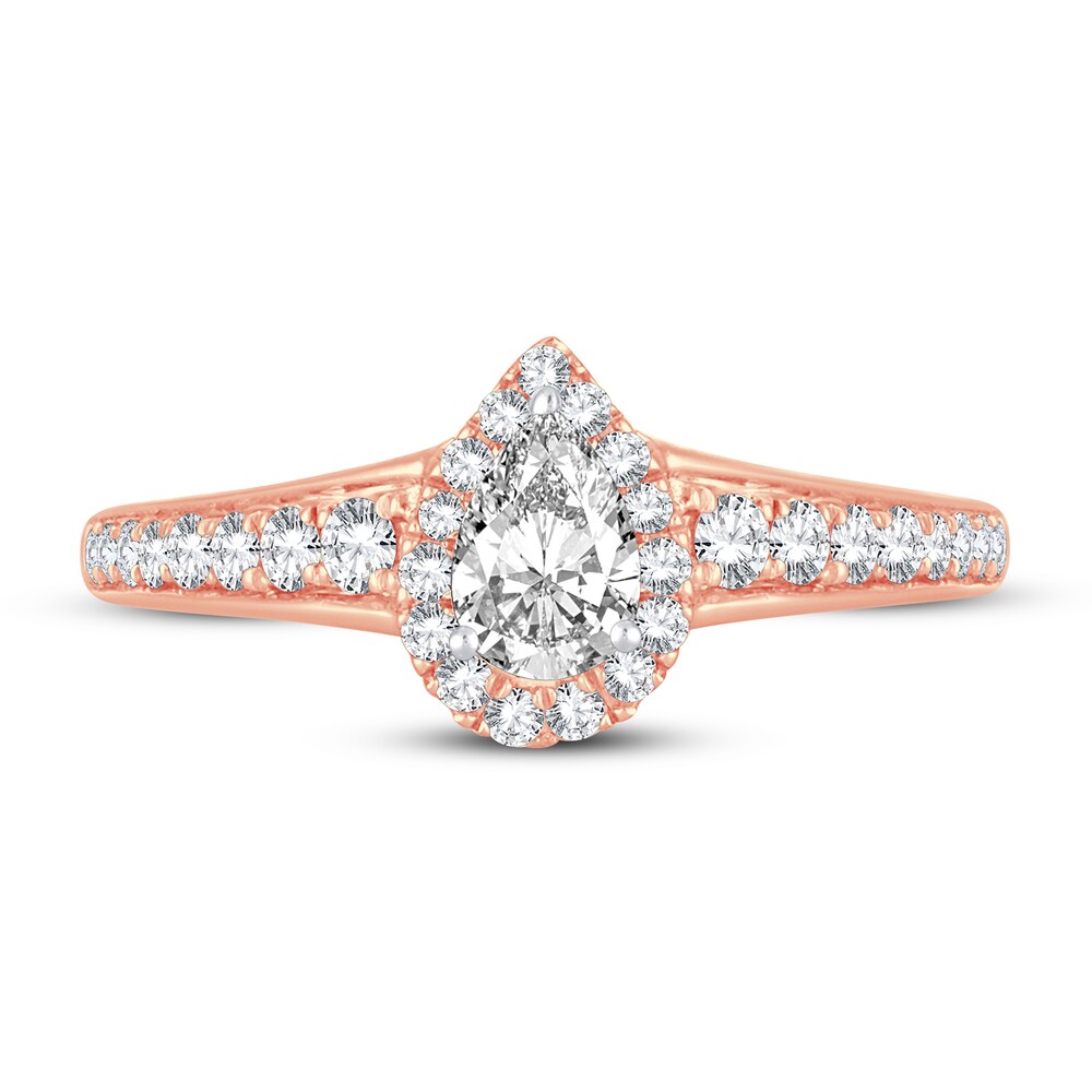 Diamond Engagement Ring 1 ct tw Round/Pear-shaped 14K Rose Gold V2ijwpN4