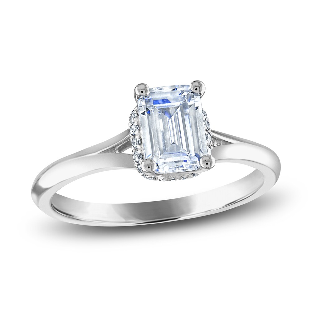 Diamond Engagement Ring 1 ct tw Emerald/Round Platinum V4NjFWk9