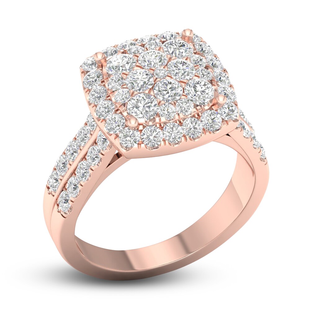 Diamond Cushion Engagement Ring 1-1/2 ct tw Round 14K Rose Gold V5LsxWkI