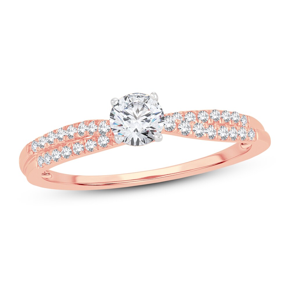 Diamond Engagement Ring 1/2 ct tw Round 14K Rose Gold VLaW3bPH