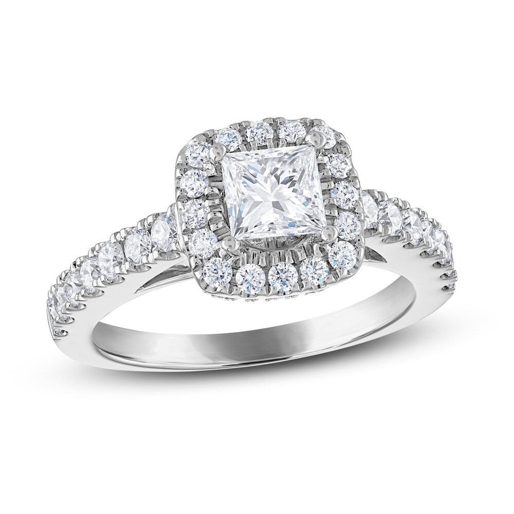 Vera Wang WISH Diamond Engagement Ring 1-1/2 ct tw Princess/Round 14K White Gold VNGcTRMt