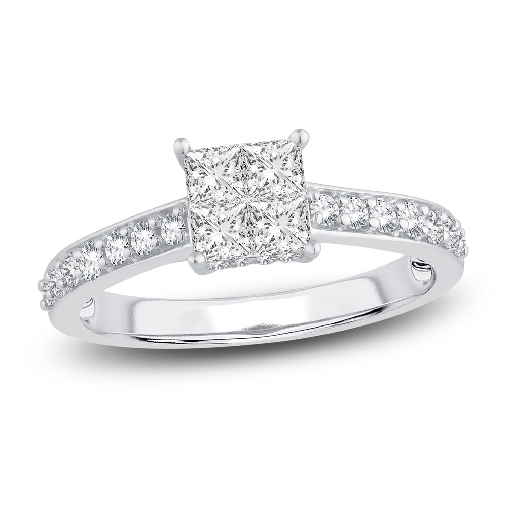Diamond Engagement Ring 7/8 ct tw Princess/Round 14K White Gold VRsu4vdi