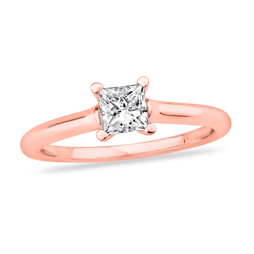 Diamond Solitaire Engagement Ring 1/2 ct tw Princess-cut 14K Rose Gold (I2/I) VcBuHaH4