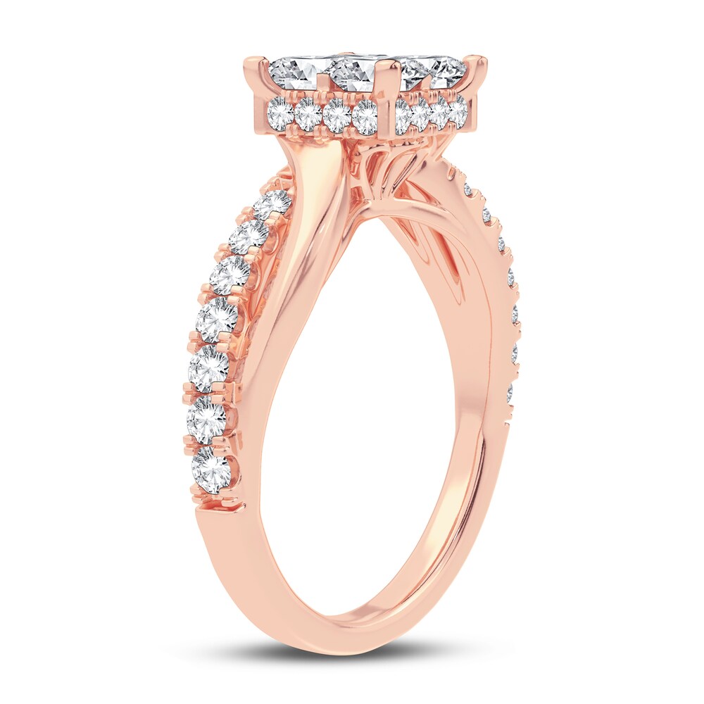 Diamond Engagement Ring 1-1/4 ct tw Princess/Round 14K Rose Gold VjVjlVfZ