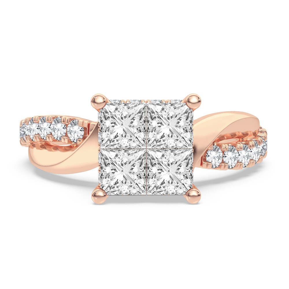 Diamond Engagement Ring 1-1/4 ct tw Princess/Round 14K Rose Gold VjVjlVfZ