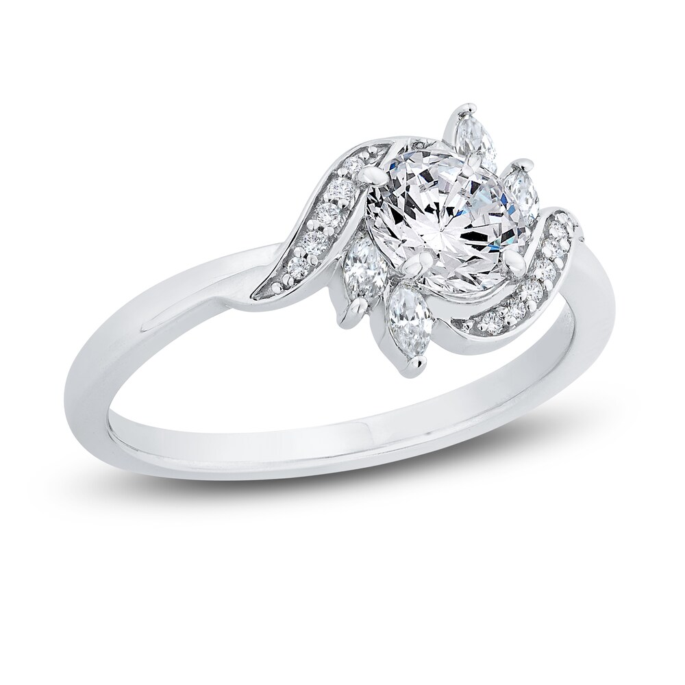 Diamond Engagement Ring 5/8 ct tw Round/Marquise 14K White Gold VlcWT4Q2