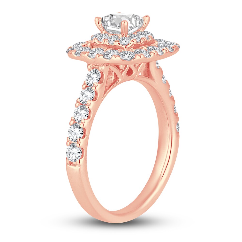 Diamond Engagement Ring 2 ct tw Round/Princess 14K Rose Gold VpiU6swD