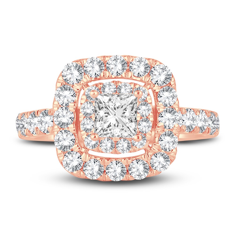 Diamond Engagement Ring 2 ct tw Round/Princess 14K Rose Gold VpiU6swD