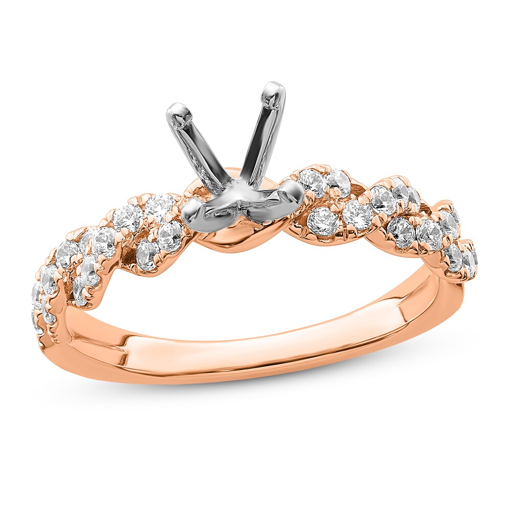Diamond Engagement Ring Setting 1/2 ct tw Round 14K Rose Gold VrDHnelH