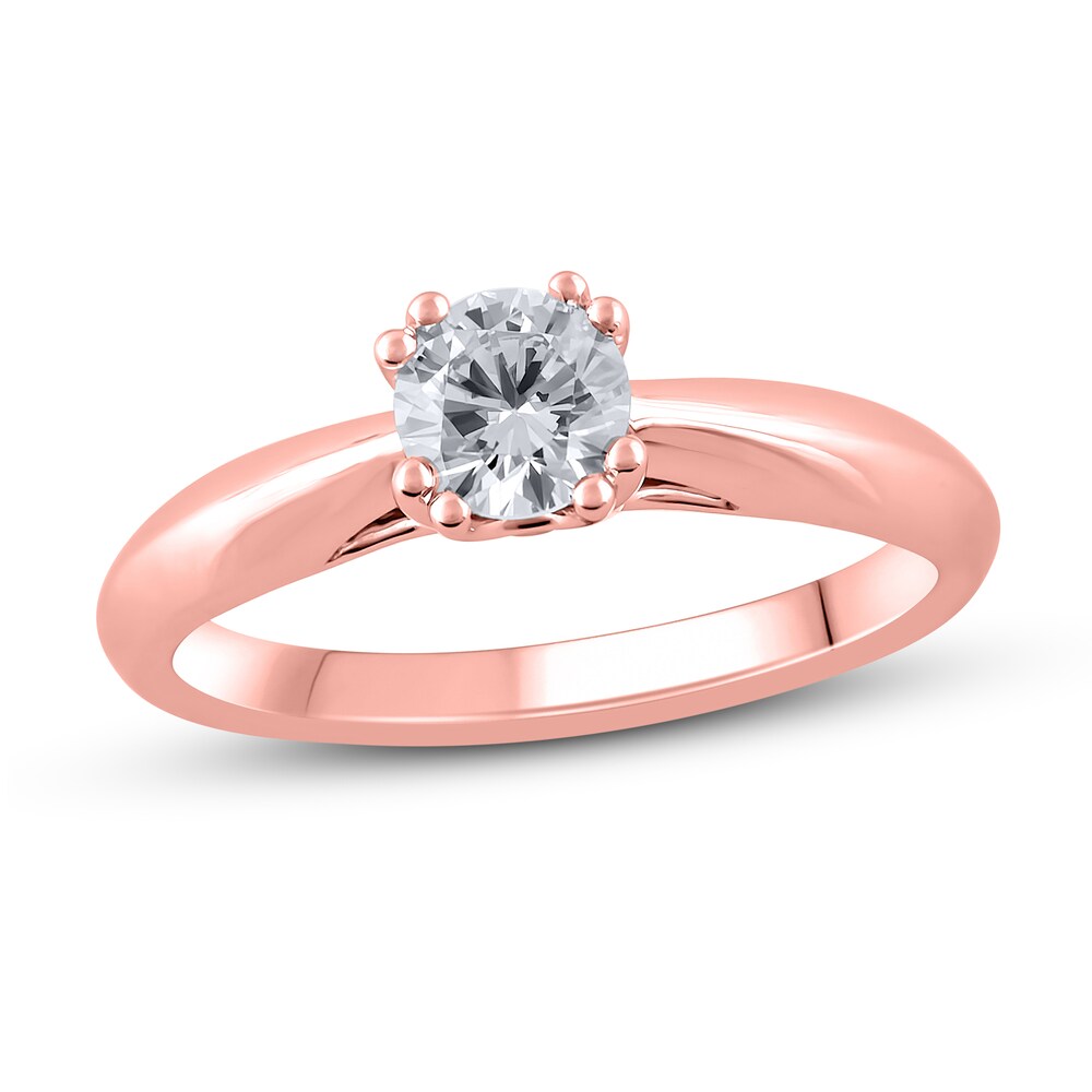 Diamond Engagement Ring 5/8 ct tw Round 14K Rose Gold (I2/I) W1ha0rh3