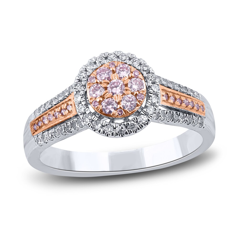 Pink & White Diamond Engagement Ring 1/2 ct tw Round 14K Two-Tone Gold W6vaMnMH