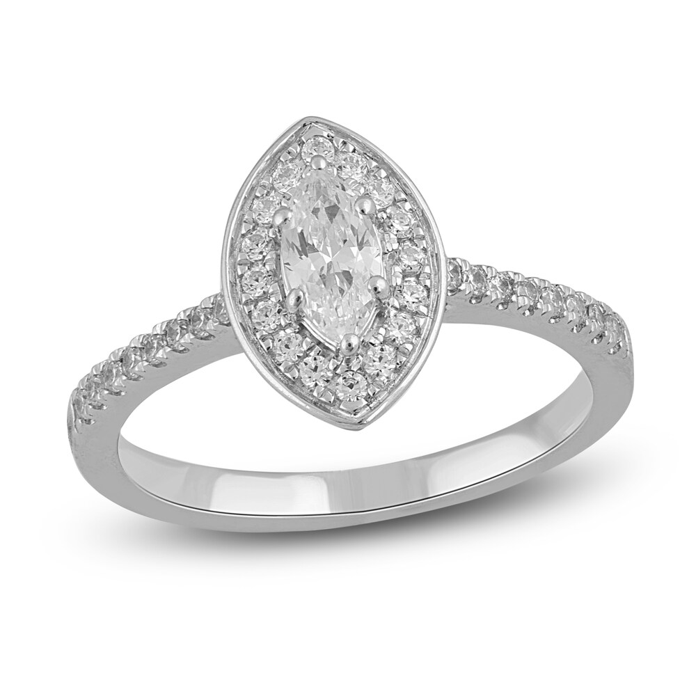 Diamond Engagement Ring 3/4 ct tw Marquise/Round 14K White Gold WAh3sTQo