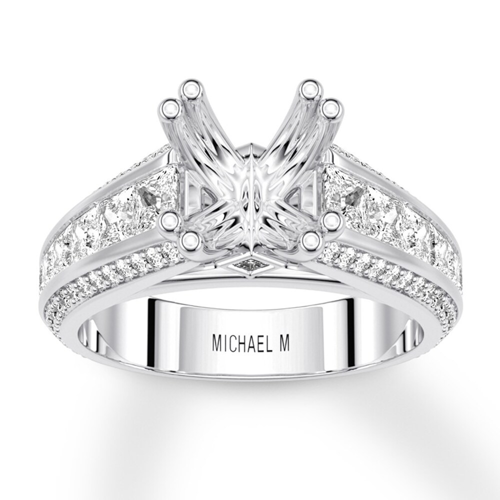 Michael M Diamond Ring Setting 7/8 ct tw Round 18K White Gold (Center diamond is sold separately) WEkKrrj9 [WEkKrrj9]