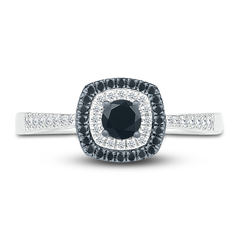 Black Diamond Engagement Ring 1/3 ct tw Round 10K White Gold WHGchxkJ