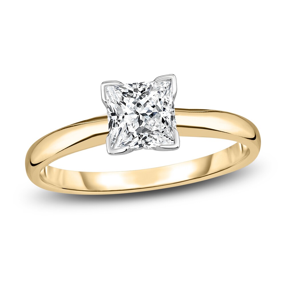 Diamond Solitaire Engagement Ring 5/8 ct tw Princess 14K Yellow Gold (I2/I) WWyi7xI8