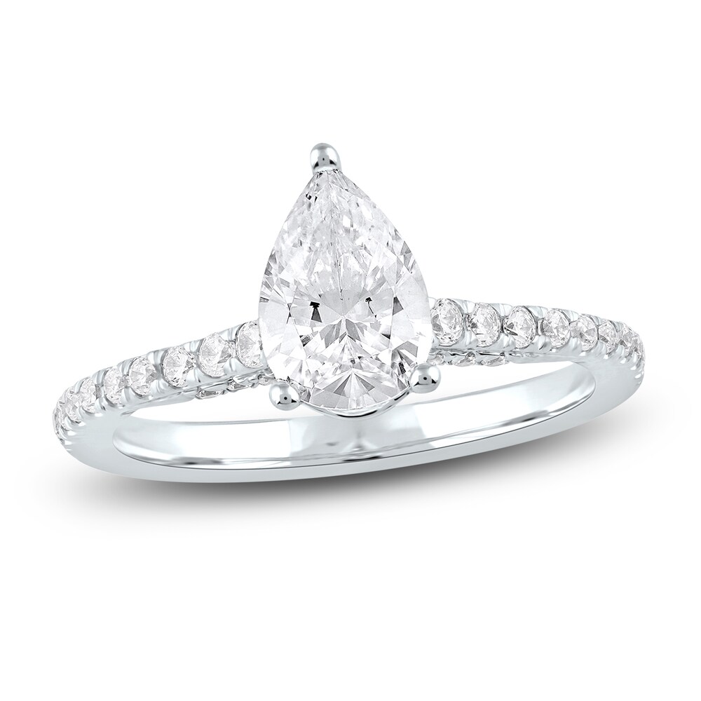 Diamond Engagement Ring 1-1/3 ct tw Pear/Round Platinum WdVig4aY