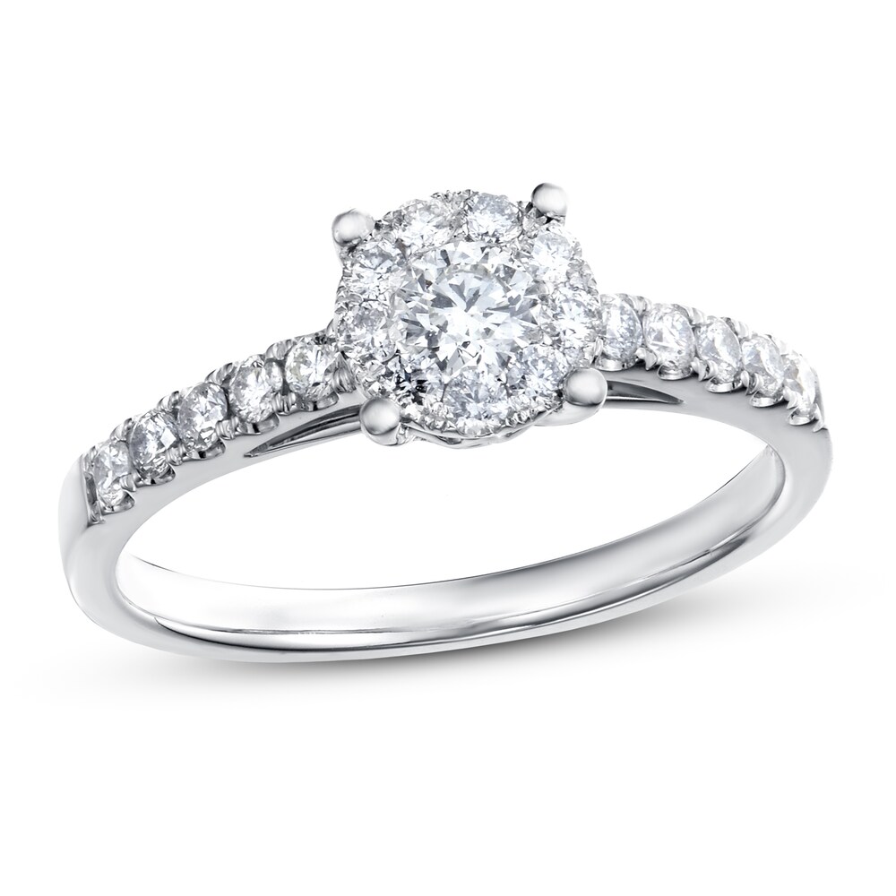 Diamond Engagement Ring 3/4 ct tw Round-cut 14K White Gold WebvuY3R