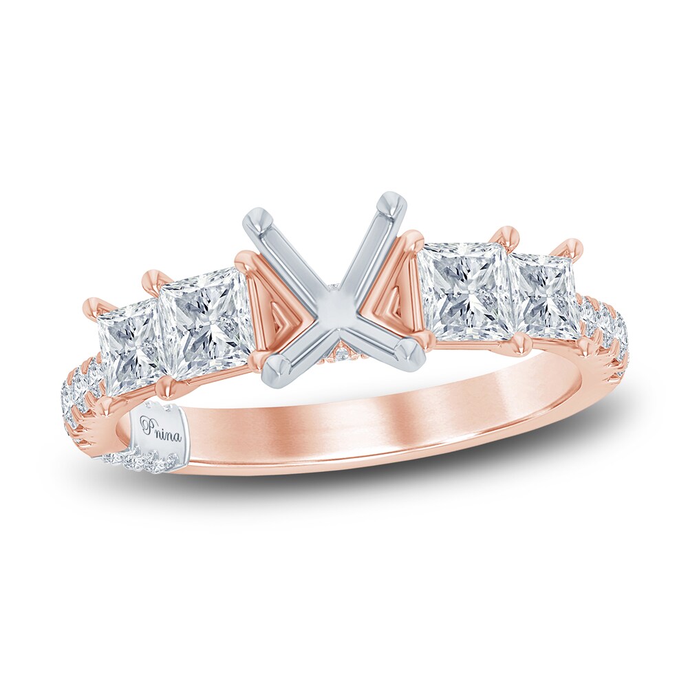 Pnina Tornai Lab-Created Diamond Engagement Ring Setting 1-3/8 ct tw Princess/Round 14K Rose Gold Wn9zR1Gi