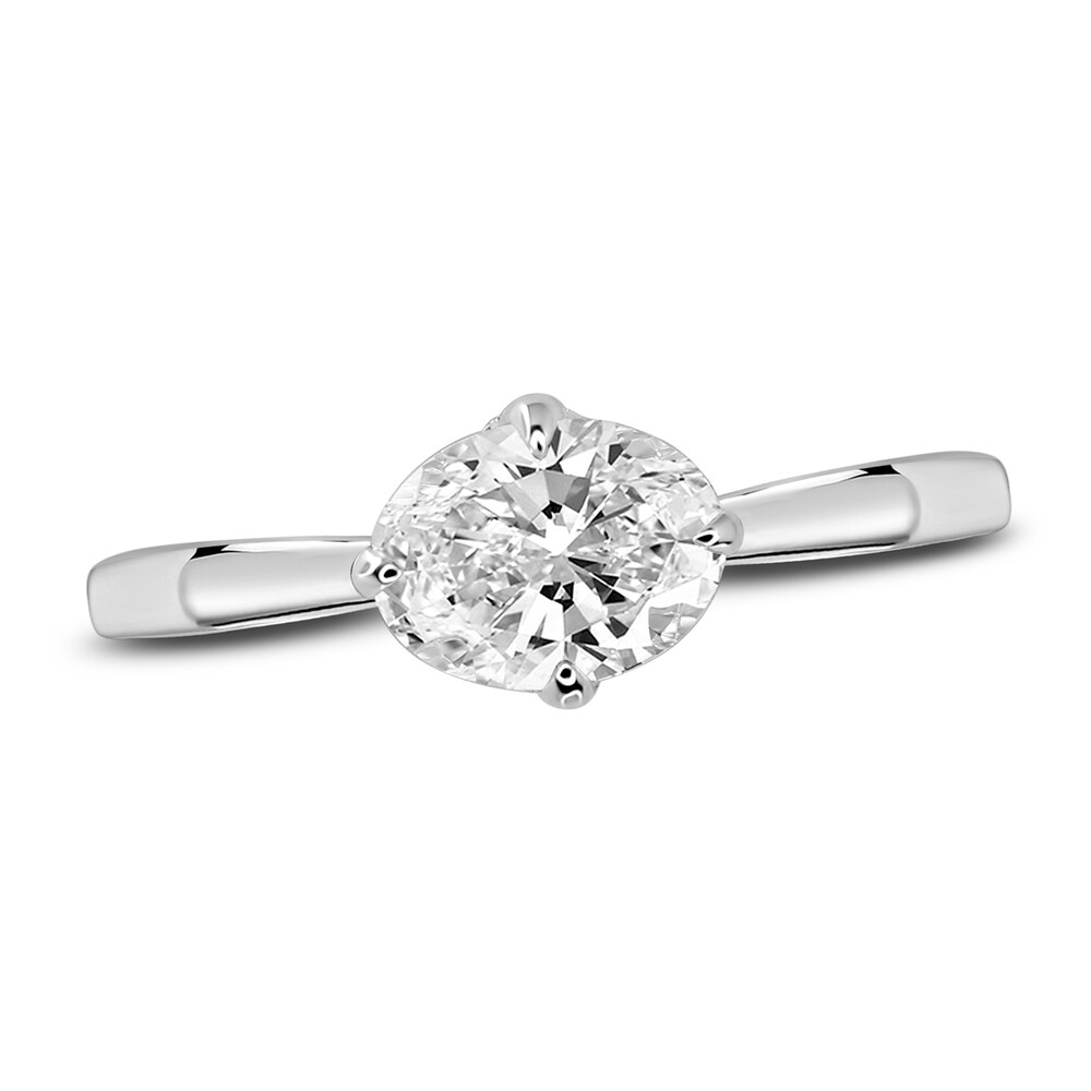 Diamond Solitaire Plus Ring 1 ct tw Oval 14K White Gold WnpxEdCO