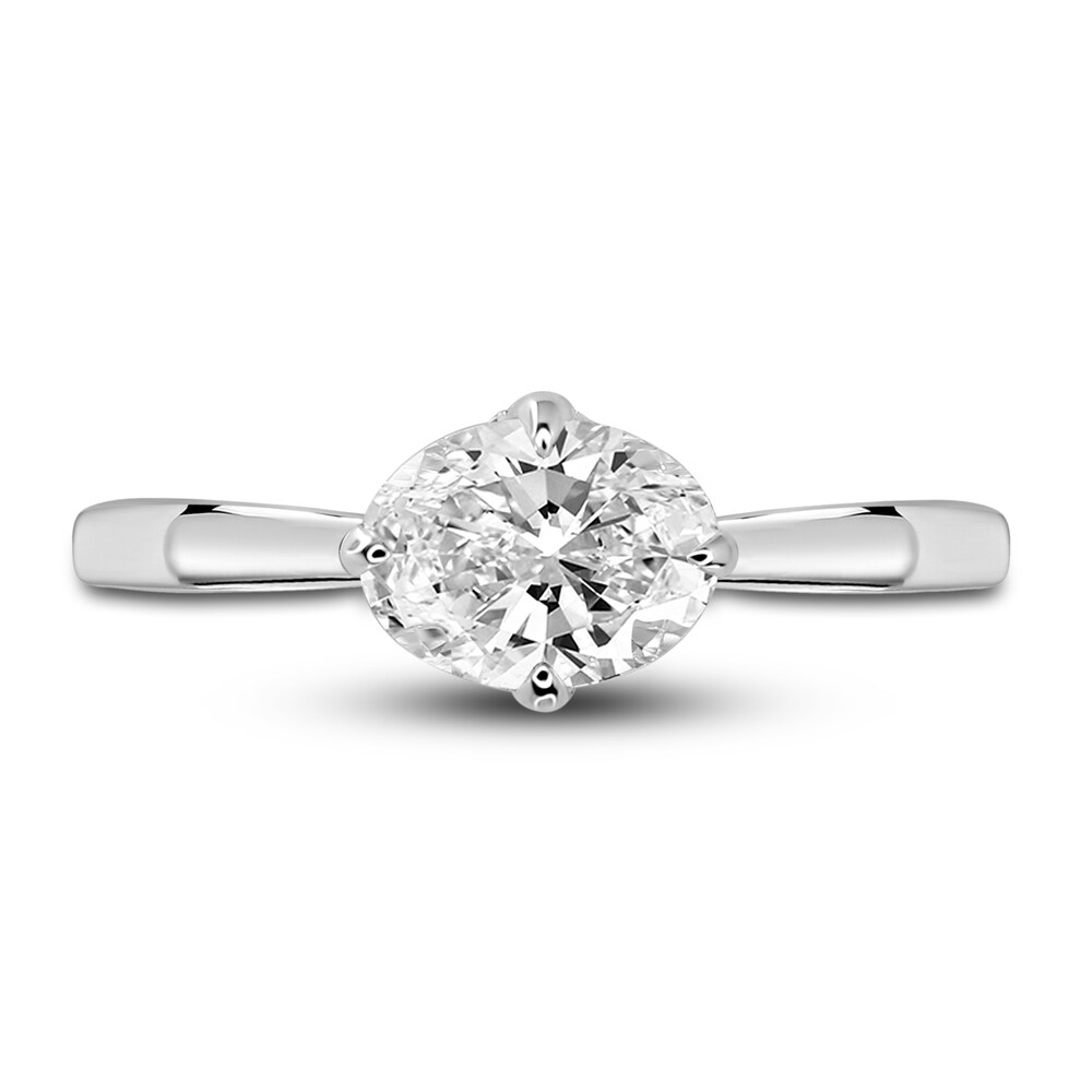 Diamond Solitaire Plus Ring 1 ct tw Oval 14K White Gold WnpxEdCO