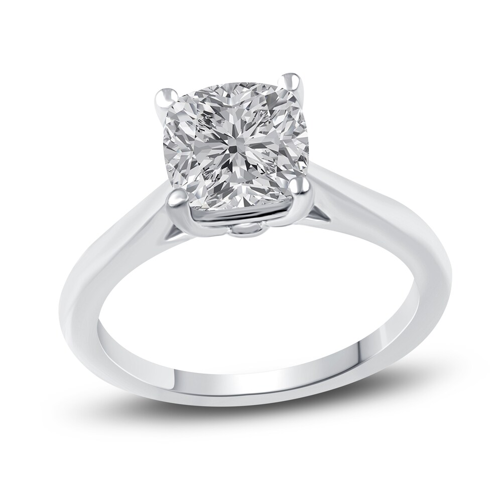 Lab-Created Diamond Solitaire Engagement Ring 2-1/2 ct tw Cushion 14K White Gold X4n1oAIv