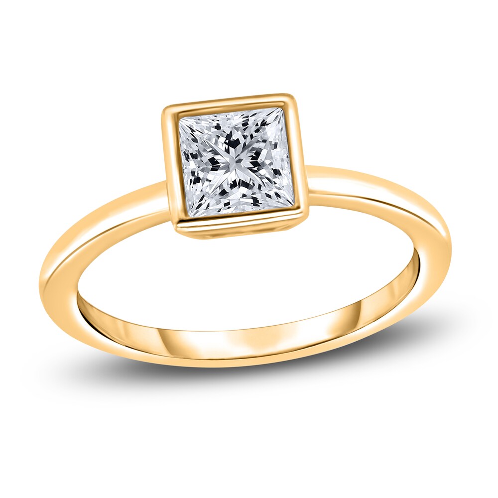 Diamond Solitaire Engagement Ring 3/4 ct tw Bezel-Set Princess 14K Yellow Gold (I2/I) XARmGHav