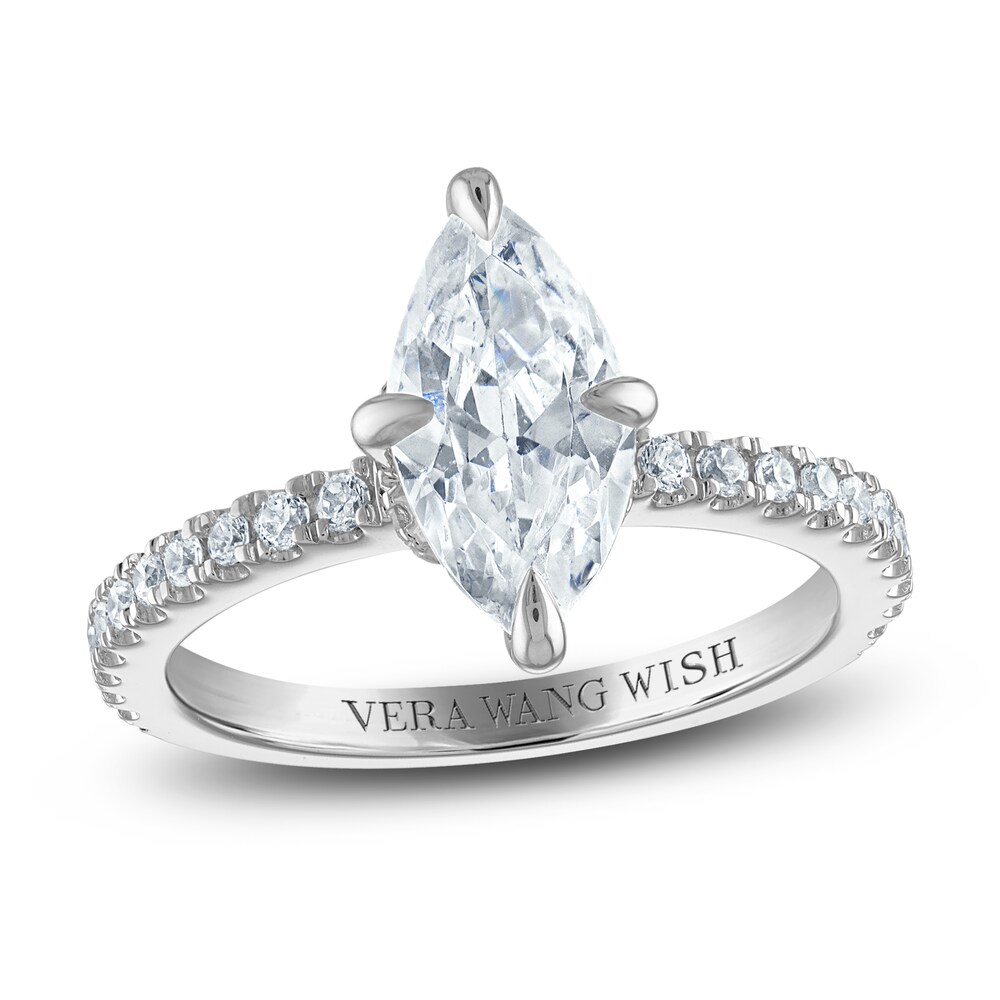 Vera Wang WISH Lab-Created Diamond Engagement Ring 1-7/8 ct tw Marquise/Round 14K White Gold XBnqIoVe