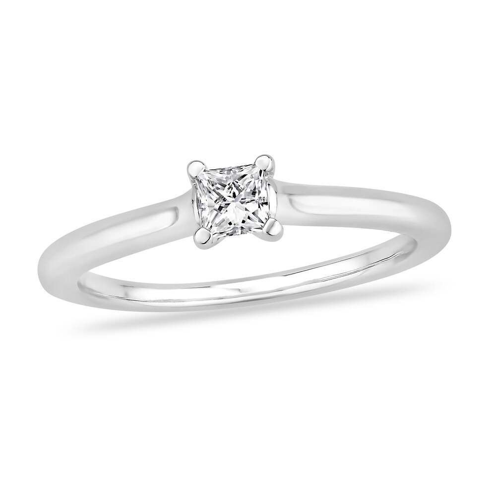 Diamond Solitaire Engagement Ring 3/8 ct tw Princess-cut 14K White Gold (I2/I) XCBAkBam