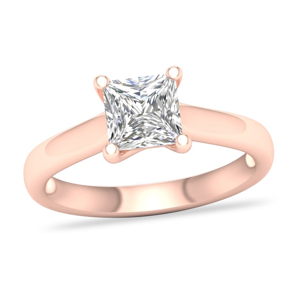Diamond Solitaire Ring 1-1/2 ct tw Princess-cut 14K Rose Gold (I2/I) XFXjvXXD