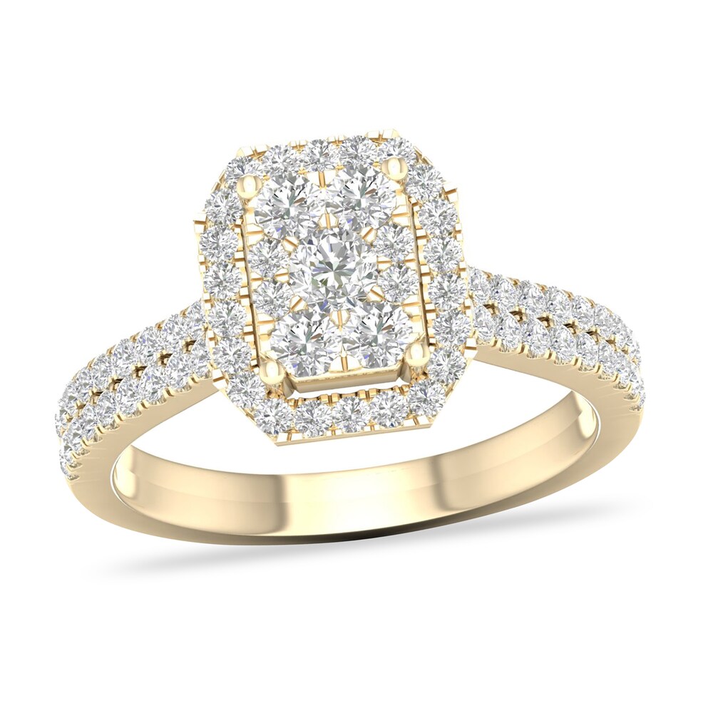 Diamond Ring 3/4 ct tw Round-cut 14K Yellow Gold XMiQRzg8