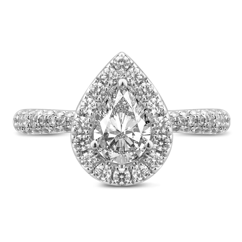 Pnina Tornai Ocean of Love Diamond Engagement Ring 1-3/8 ct tw Pear-shaped/Round 14K White Gold XOIGw8Br