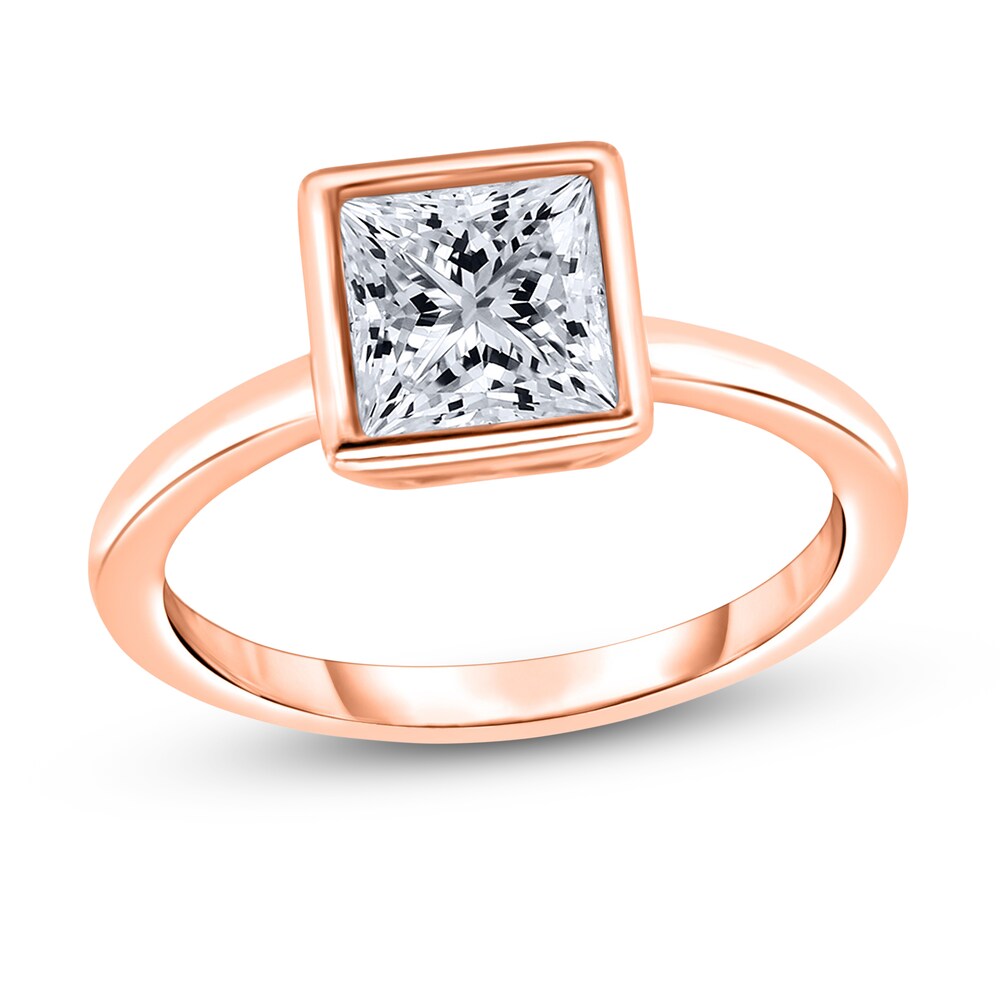 Diamond Solitaire Engagement Ring 1-1/2 ct tw Bezel-Set Princess 14K Rose Gold (I2/I) XWIV4FEF