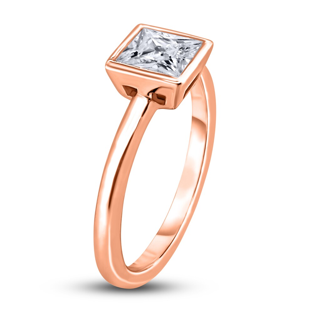 Diamond Solitaire Engagement Ring 1-1/2 ct tw Bezel-Set Princess 14K Rose Gold (I2/I) XWIV4FEF