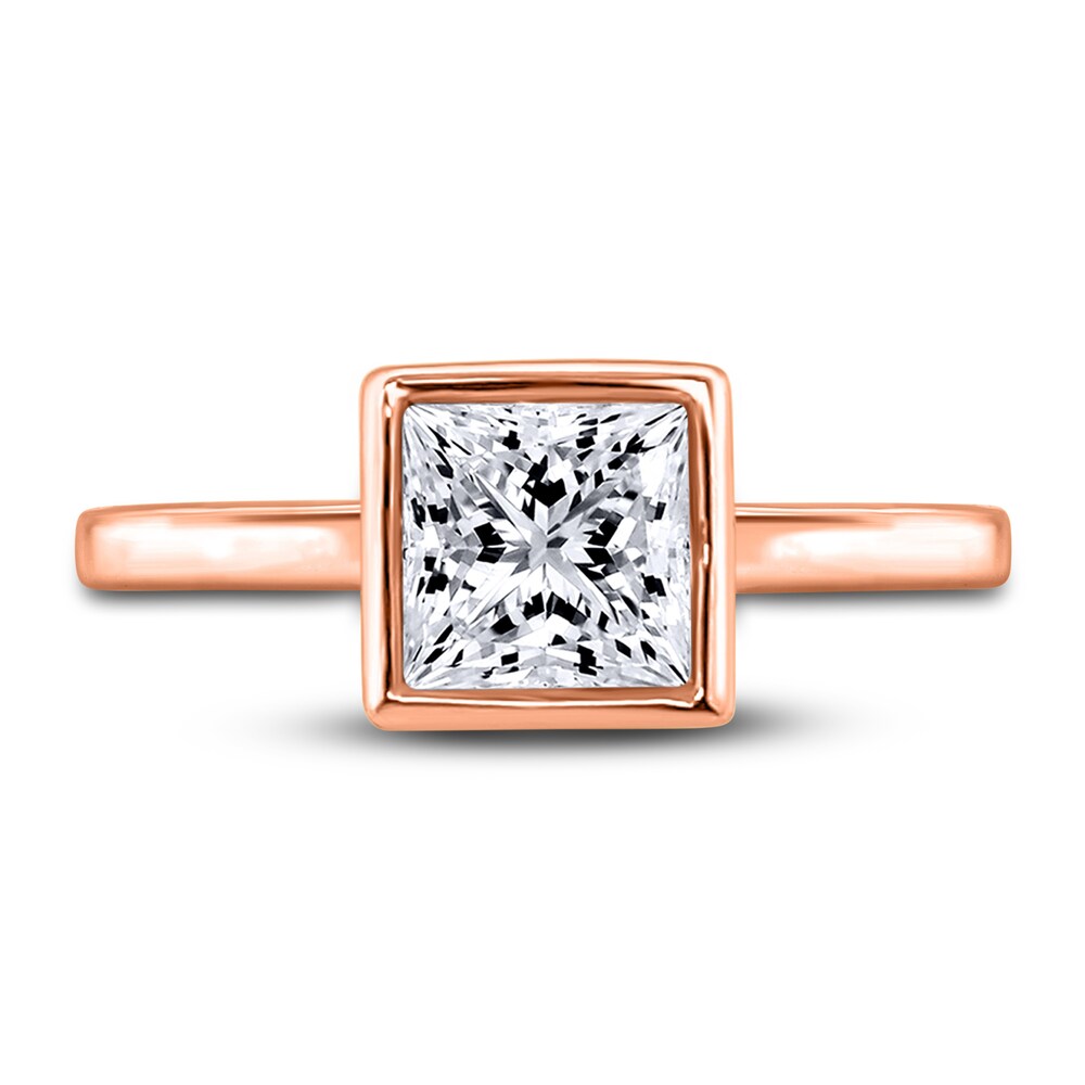 Diamond Solitaire Engagement Ring 1-1/2 ct tw Bezel-Set Princess 14K Rose Gold (I2/I) XWIV4FEF