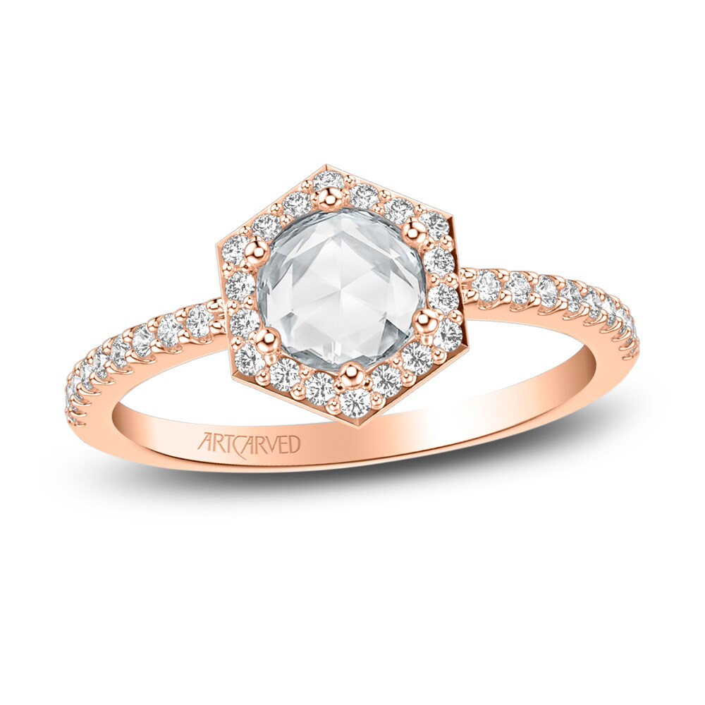 ArtCarved Rose-Cut Diamond Engagement Ring 3/4 ct tw 14K Rose Gold XYWCvJF1