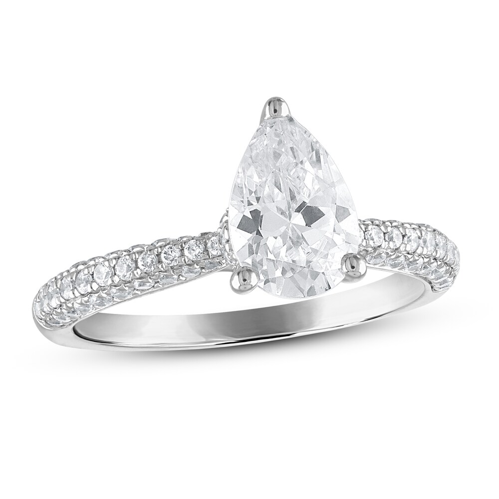 Diamond Engagement Ring 1-3/8 ct tw Pear-shaped/Round 14K White Gold XfYDuecb