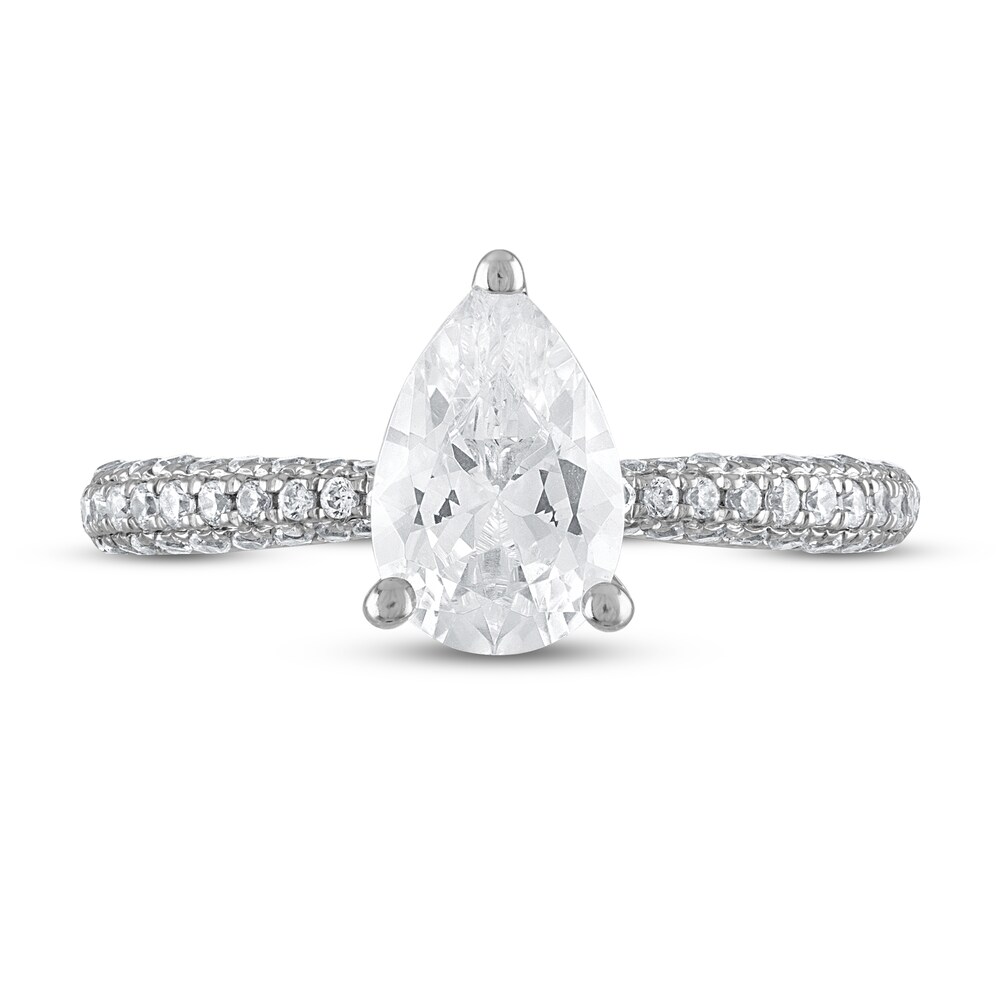 Diamond Engagement Ring 1-3/8 ct tw Pear-shaped/Round 14K White Gold XfYDuecb