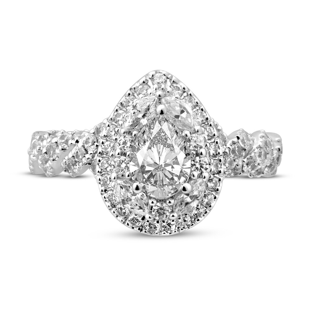 Pnina Tornai Mosaic of Love Diamond Engagement Ring 1-3/8 ct tw Pear-shaped/Marquise/Round 14K White Gold Xi4pOuLA